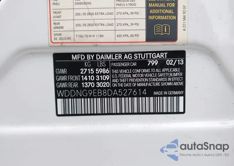 2013 Mercedes-Benz S 550 4Matic from USA, damaged, VIN WDDNG9EB8DA527614